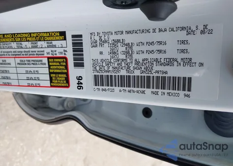 2022 Toyota Tacoma Sr5 V6 from USA, damaged, VIN 3TMAZ5CN9NM193297